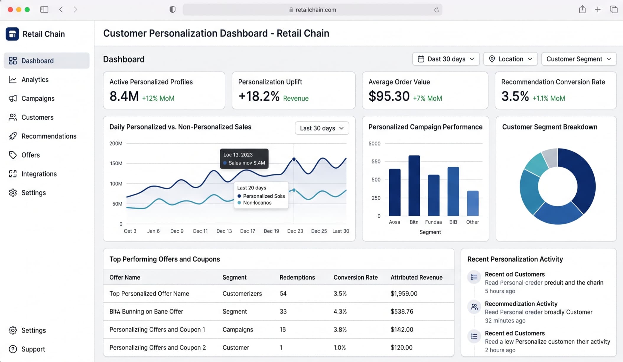 Retail Chain Personalizes Customer Experience — the delivered interface